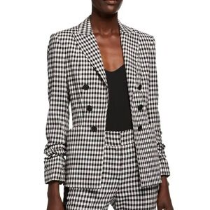 $695 Veronica Beard Caldwell Black White Gingham Plaid Dickey Jacket Blazer sz 2